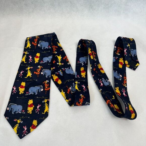 Disney Winnie the Pooh Characters Novelty Cartoon Navy Blue Tie - Picture 2 of 4